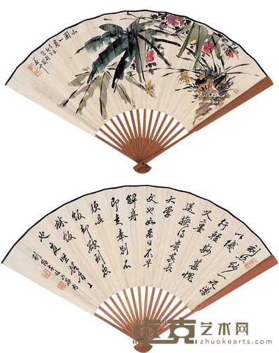 刘阳午 小园一角 成扇 